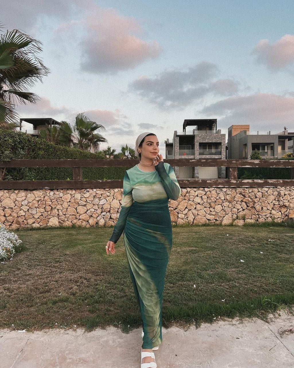 blue beach toull dress