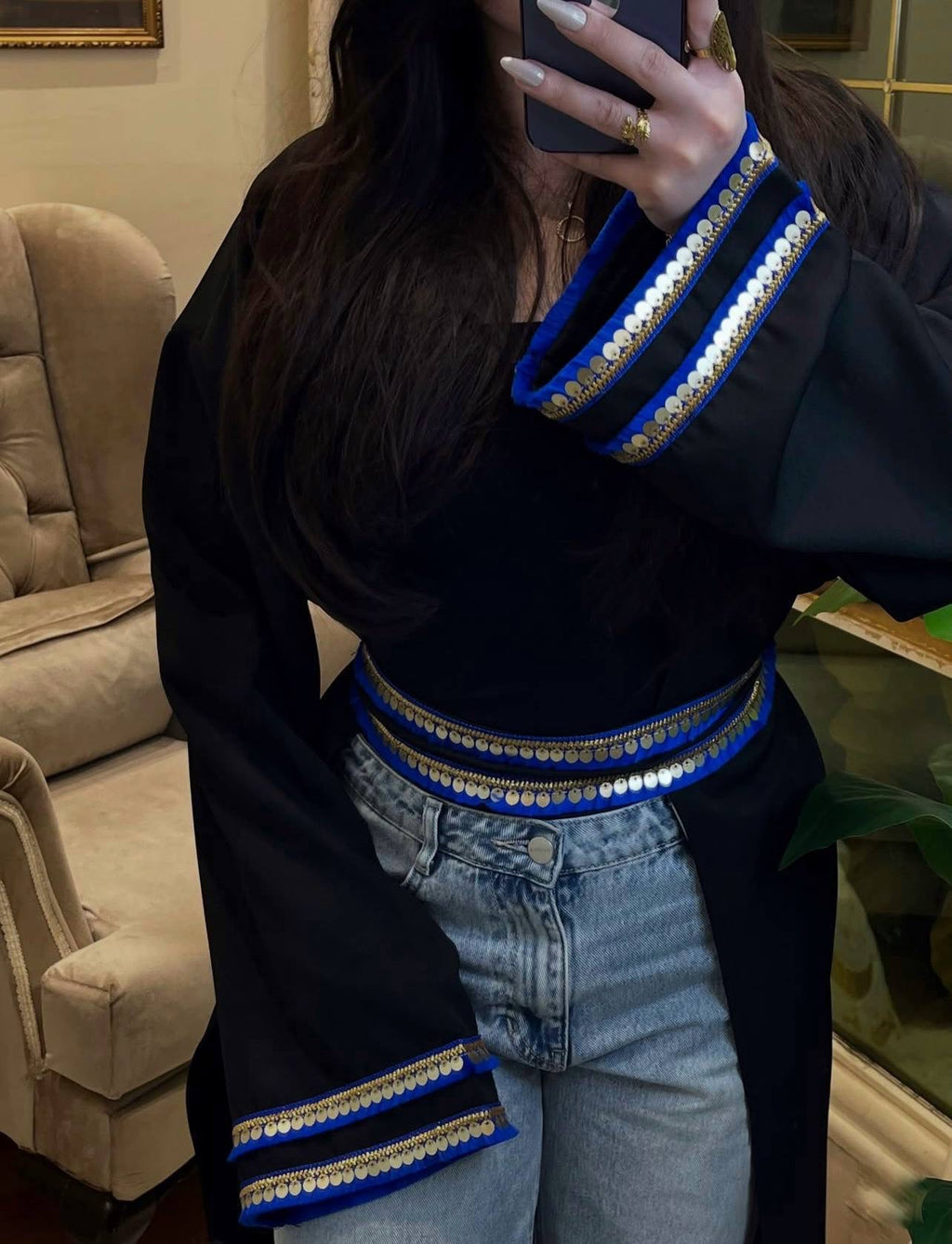 Navy blue caftan