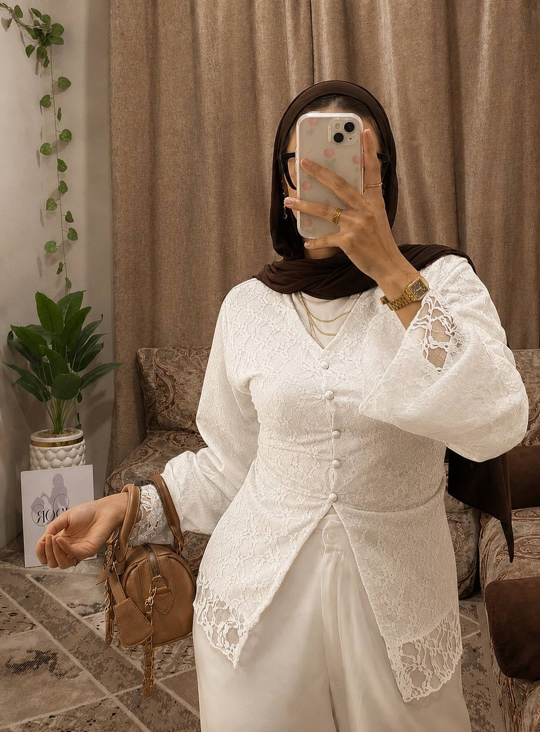 White toull blouse