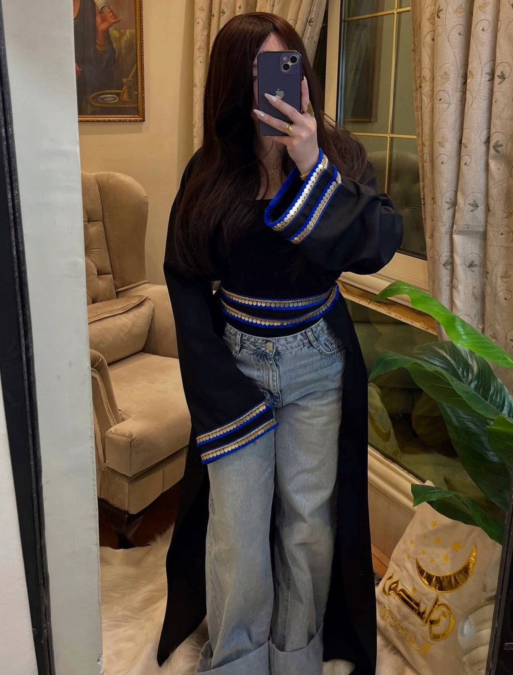 Navy blue caftan