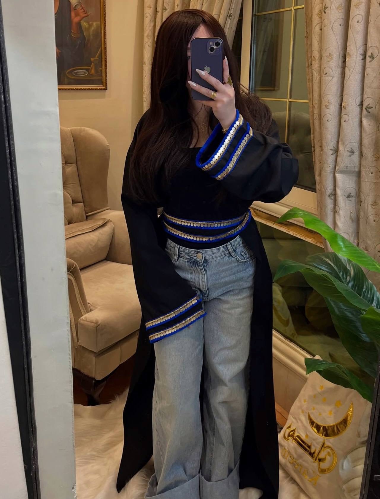 Navy blue caftan