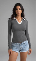 Mixed sleeves top