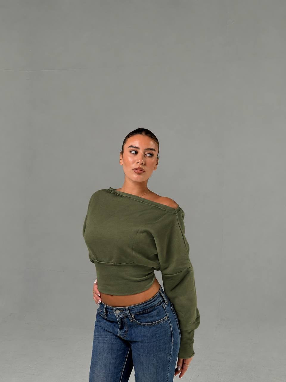 Off shoulder hoodie