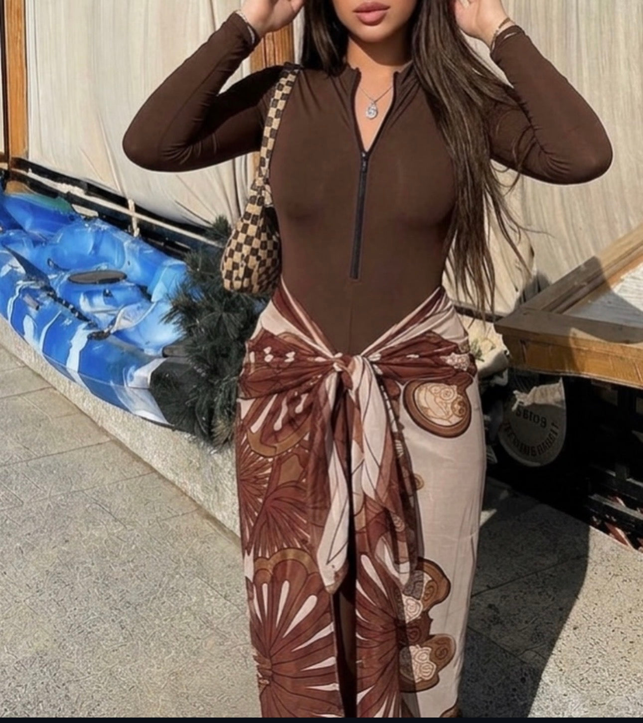 Half zipper burkini